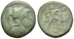 Kings of Macedon, Antigonos II Gonatas (277/6-239 BC). Æ (19mm, 6.20g). Uncertain Macedonian mint. Helmeted head of Athena r. R/ Pan standing r., erec...