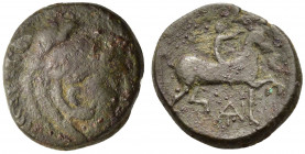 Kings of Macedon, Antigonos II Gonatas (277/6-239 BC). Æ (16mm, 3.80). Uncertain Macedonian mint. Head of Herakles r., wearing lion skin. R/ Horseman ...