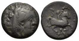 Kings of Macedon, Antigonos II Gonatas (277/6-239 BC). Æ (18mm, 4.60g). Uncertain Macedonian mint. Head of Herakles r., wearing lion skin. R/ Horseman...