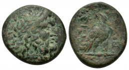 Kings of Macedon, time of Philip V and Perseus (187-168 BC). Æ (20mm, 8.30g). Paroreia. Laureate head of Zeus r. R/ Eagle standing r. on thunderbolt, ...