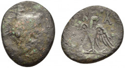 Kings of Macedon, Perseus (179-168 BC). Æ (16mm, 3.70g). Uncertain mint in Macedon. Helmeted head of the Hero Perseus r.; harpa before. R/ Eagle stand...