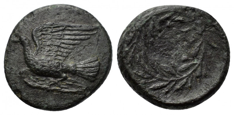 Sikyonia, Sikyon, 330-310/05 BC. Æ (15mm, 3.87g). Dove flying l. R/ Wreath. Cf. ...