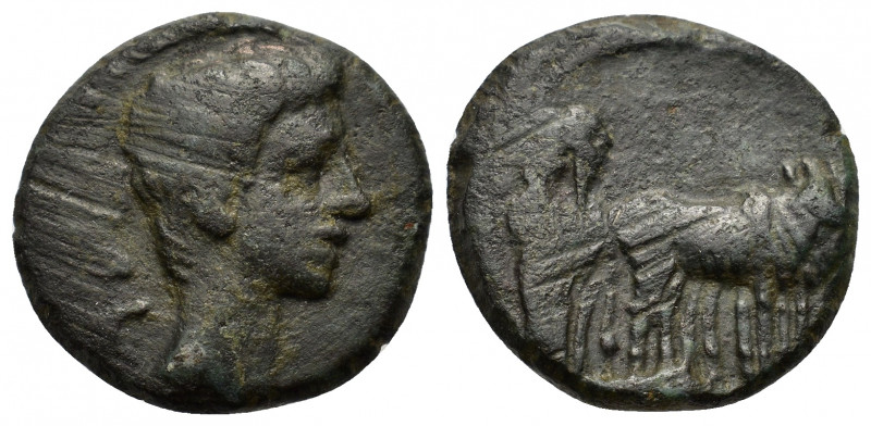 Tiberius (14-37). Macedon, Philippi. Æ (18mm, 4.70). Bare head r. R/ Two priests...