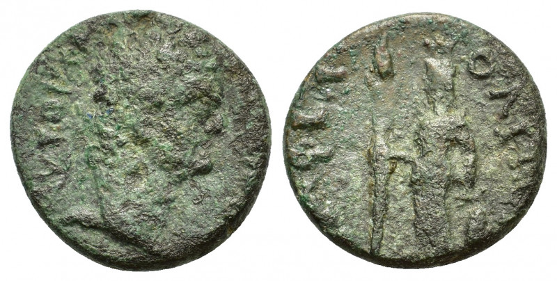 Domitian (81-96). Macedon, Amphipolis. Æ (19mm, 5.00g). Laureate head r. R/ Arte...