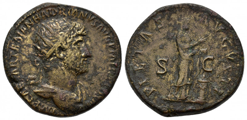 Hadrian (117-138). Æ Dupondius (27mm, 13.83g). Rome. Radiate and draped bust r. ...