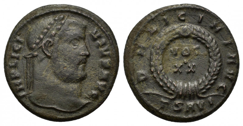 Licinius I (308-324). Æ Follis (19mm, 3.16g). Thessalonica, AD 320. Laureate hea...