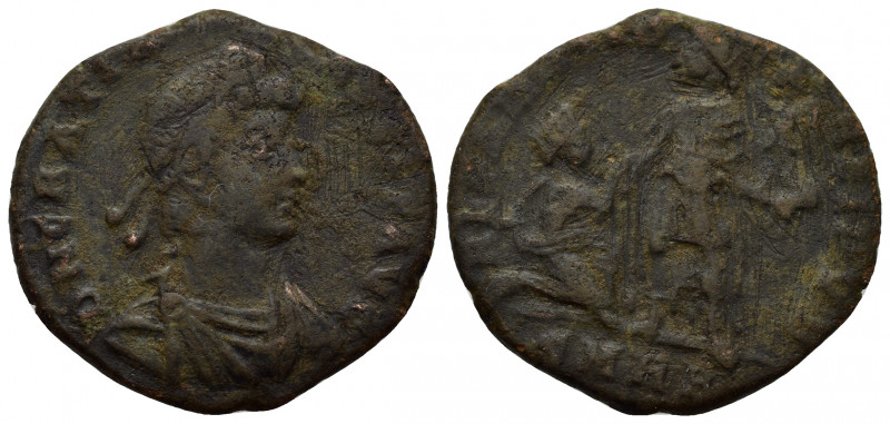 Gratian (367-383). Æ (23mm, 5.90g). Heraclea. Diademed, draped and cuirassed bus...