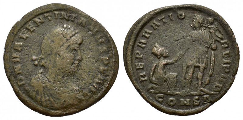 Valentinian II (375-392). Æ (24mm, 4.80g). Constantinople, 378-383. Diademed, dr...