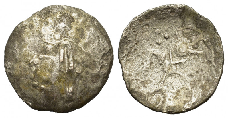 Celtic, Gaul(?). Uncertain, c. 3rd-2nd century BC. AR Drachm (25mm, 4.15g). Styl...