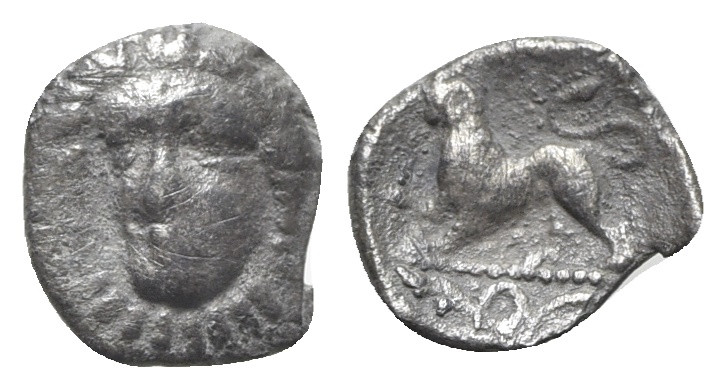 Southern Campania, Phistelia, c. 325-275 BC. AR Obol (10mm, 0.55g, 5h). Female h...