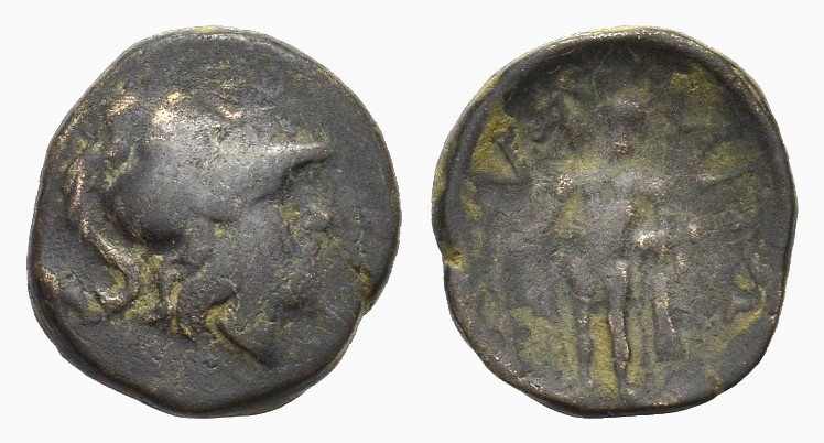 Aitolia, Aitolian League, c. 205-150 BC. Æ (19mm, 6.80g). Helmeted head of Athen...