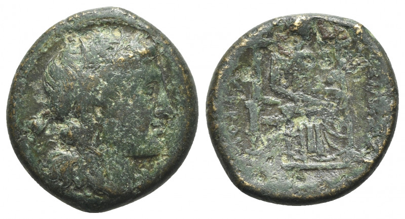 Uncertain mint, c. 4th-3rd century BC. Æ (23mm, 8.20g, 11h). Head (of Apollo?) r...