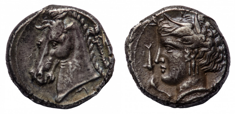 Sicily
Entella - Punic Issues - Tetradrachm 320/15-300 BC - Obverse: Head of Ar...