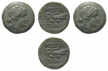 Thrace
Mesembria - Bronze 175-100 BC - Obverse: Diademed female head (Amazon?) right - Reverse: Athena Promachos standing left, brandishing shield an...
