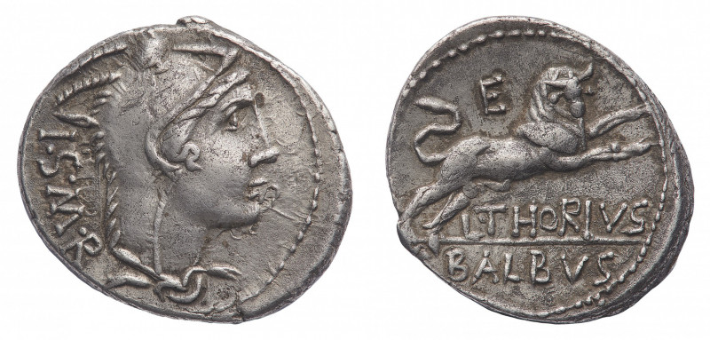 L. Thorius Balbus - Denarius 105 BC - Mint: Rome - Obverse: Head of Juno Sospita...