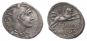 L. Thorius Balbus - Denarius 105 BC - Mint: Rome - Obverse: Head of Juno Sospita right, wearing goat skin - Reverse: Bull butting right - gr. 3,83 - O...