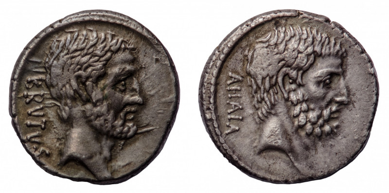 M. Iunius Brutus - Denarius 54 BC - Mint: Rome - Obverse: Head of L. Iunius Brut...
