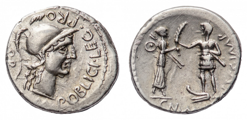 Cn. Pompeius Magnus and M. Poblicius - Denarius 45-46 BC - Mint: Spain - Obverse...