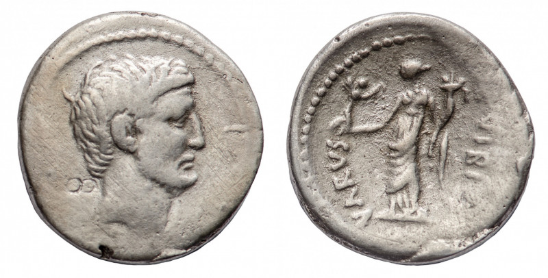 C. Vibius Varus - Denarius circa 42 BC - Mint: Rome - Obverse: Head of Octavian ...