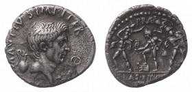 Sextus Pompey - Denarius 42-40 BC - Mint: uncertain in Sicily - Obverse: Head of Cn. Pompeius Magnus right; behind, jug and before, lituus - Reverse: ...