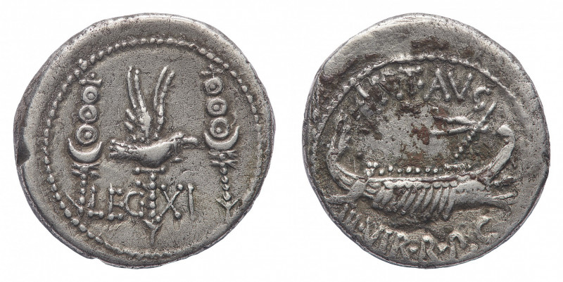 Marcus Antonius - Denarius 32-31 BC - Mint: Moving with Marcus Antonius - Obvers...
