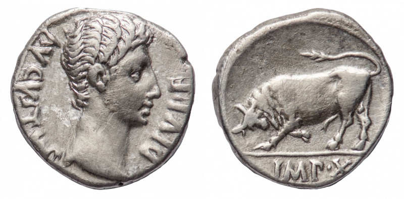 Augustus (27 BC-14 AD) - Denarius 15-13 BC - Mint: Rome - Obverse: Bare head rig...