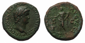 Nero (54-69 AD) - As 64 AD - Mint: Rome - Obverse: Laureate head right - Reverse: Genius standing front, head to left, holding patera over lit altar i...