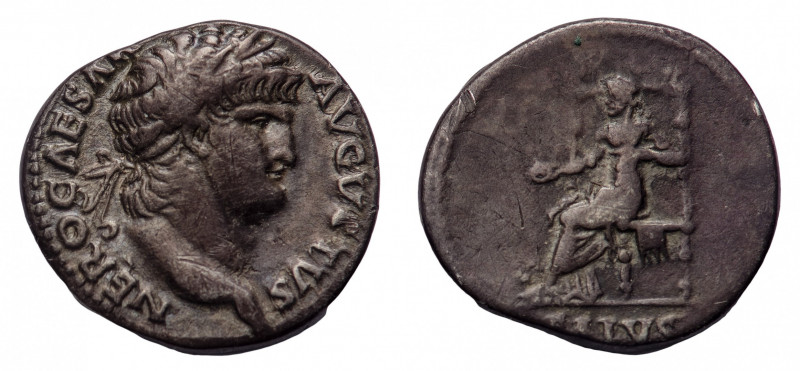 Nero (54-69 AD) - Denarius 65-66 AD - Mint: Rome - Obverse: Laureate head right ...