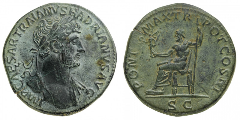 Hadrian (117-138 AD) - Sestertius 119-120 AD - Mint: Rome - Obverse: Laureate bu...