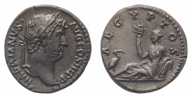 Hadrian (117-138 AD) - Denarius 130-133 AD - Mint: Rome - Obverse: Laureate and draped bust right - Reverse: Aegyptus reclining left, holding sistrum ...