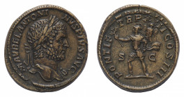 Caracalla (198-217 AD) - Sestertius 210 AD, struck under Septimius Severus - Mint: Rome - Obverse: Laureate head right, with drapery on left shoulder ...