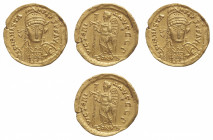 The Ostrogoths
Theoderic (493-526) - Solidus 492-493 struck in the name of Anastasius (491-518) - Mint: Mediolanum - Obverse: Helmeted, pearl-diademe...