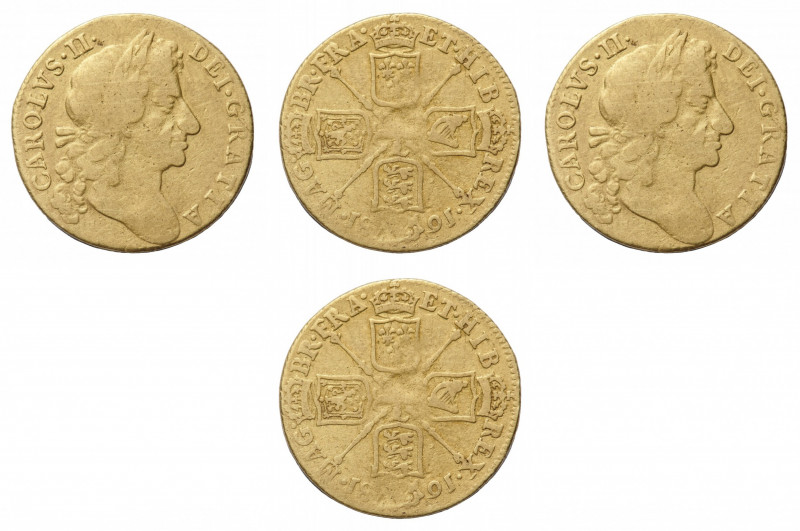 Charles II (1660-1685) - Gold Guinea 1681 - Mint: London - Obverse: Laureate hea...