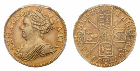 Anne (1702-1714) - Gold Half Guinea 1714 PCGS AU 58 - Mint: London - Obverse: Draped bust left - Reverse: Scepters among cruciform arms - Rare - PCGS ...