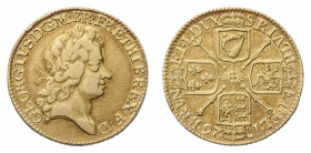George I (1714-1727) - Gold Guinea 1726 - Mint: London - Obverse: Laureate head right - Reverse: Crowned cruciform shields, scepters in angles; date a...