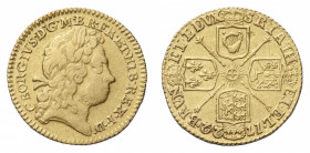 George I (1714-1727) - Gold Half Guinea 1722 - Mint: London - Obverse: Laureate head right - Reverse: Crowned cruciform shields, scepters in angles; d...