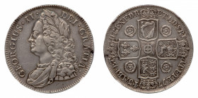 George II (1727-1760) - 'Roses' Crown 1743, DECIMO SEPTIMO edge - Mint: London - Obverse: Laureate, draped and cuirassed bust left - Reverse: Crowned ...