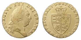 George III (1760-1820) - Gold Guinea 1792 - Mint: London - Obverse: Fifht laureate head right - Reverse: Crowned shield with arms - gr. 8,29 - Very fi...