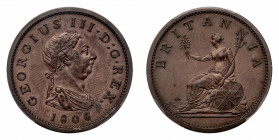 George III (1760-1820) - Penny 1806 PCGS UNC Details - Cleaned - Mint: Soho Mint - Obverse: Laureate bust right - Reverse: Britannia seated left - PCG...