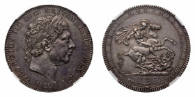 George III (1760-1820) - Crown 1820 LX NGC MS 61 - Mint: London - Obverse: Laureate head right - Reverse: St. George on horseback, rearing left, holdi...