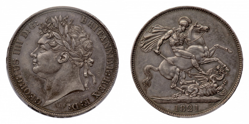 George IV (1820-1830) - Crown 1821, SECUNDO edge PCGS MS 63 - Mint: London - Obv...