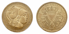 George IV (1820-1830) - The Battle of Navarino - Brass Medal 1827 PCGS MS 63 - Obverse: Helmeted head of Athena right - Reverse: Three crowns with nam...