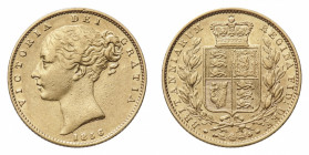 Victoria (1837-1901) - Gold Sovereign 1856 - Mint: London - Obverse: Bare head left - Reverse: Crowned shield within wreath - gr. 7,96 - Good very fin...