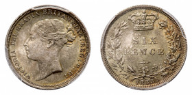 Victoria (1837-1901) - 6 Pence 1883 PCGS MS 64+ - Mint: London - Obverse: Bare head left - Reverse: Crowned value within wreath - PCGS certification #...