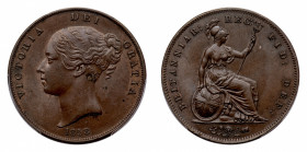 Victoria (1837-1901) - Penny 1858 PCGS MS 63 BN - Mint: London - Obverse: Laureate bust left - Reverse: Britannia seated right - PCGS certification #4...