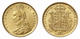Victoria (1837-1901) - Half Sovereign 1887, Jubilee - Mint: London - Obverse: Crowned and veiled Jubilee bust left - Reverse: Crowned shield - gr. 3,9...