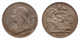 Victoria (1837-1901) - Proof Crown 1893 LVI edge PCGS PR 64 - Mint: London - Obverse: Veiled bust left - Reverse: St. George on horseback, rearing rig...