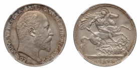 Edward VII (1902-1910) - Proof Crown 1902 NGC PF 62 MATTE - Mint: London - Obverse: Bare head right - Reverse: St. George on horseback, rearing left, ...
