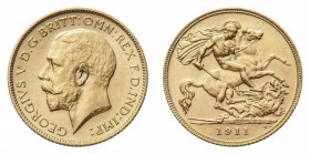 George V (1910-1936) - Gold Proof Half Sovereign 1911 - Mint: London - Obverse: Bare head left - Reverse: St. George on horseback, rearing left, holdi...