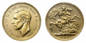 George VI (1936-1952) - Gold Proof 2 Pounds 1937 PCGS PR 63 - Mint: London - Obverse: Bare head left - Reverse: St. George on horseback, rearing left,...